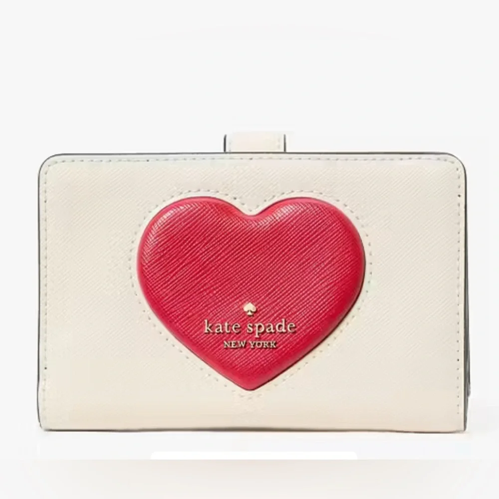 Kate Spade Madison Puffy Heart Medium Bifold Wallet Meringue Red